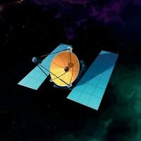 a space telescope observing colorful deep space vector