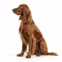 Irish setter breed dog isolated on a bright white background photo