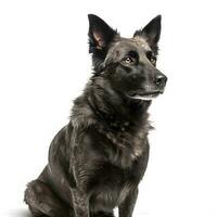 Mudi breed dog isolated on a clear white background photo