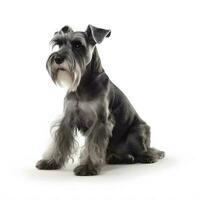 miniature schnauzer breed dog isolated on a bright white background photo