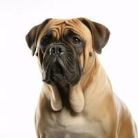 Bullmastiff breed dog isolated on a clear white background photo