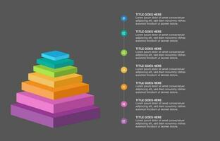 3d pirámide jerarquía infografía modelo diseño con 7 7 capas vector