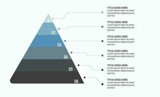 Pyramid Hierarchy Infographic Template Design with 6 Options vector