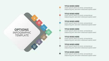 Seven Options, Weekly Timeline Square Infographic Template Design vector