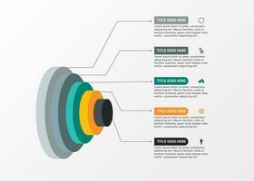 3D Blocks Hierarchy Infographic Template Design with 5 Layers vector