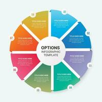 circulo redondo negocio infografía diseño modelo con 8 opciones vector