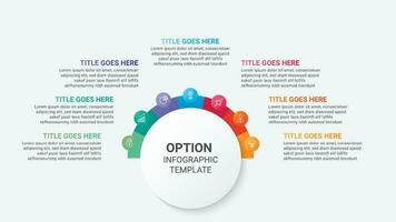 Siete opciones, semanal cronograma circulo infografía modelo diseño vector