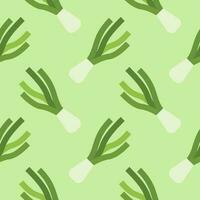 scallion seamless pattern vector illustration. Basil and spring onion pattern design or background