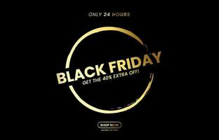 Elegant black friday sale modern background with golden brush frame stroke vector