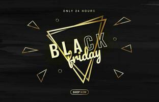 Black friday golden super sale with abstract triangle lines background vector