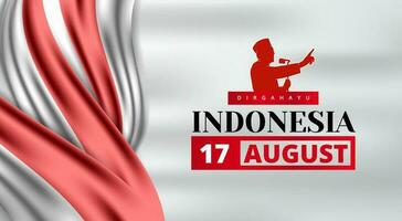 17 august Indonesia independence day with realistic flag wave background design vector