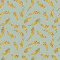 Wheat plant seamless pattern for textile design, vector background