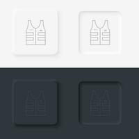 protect, vest, building, neumorphic style button vector