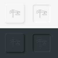 building, construction, crane, neumorphic style button vector