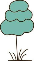 Vector cartoon tree icon. Vector green tree with grass icon.