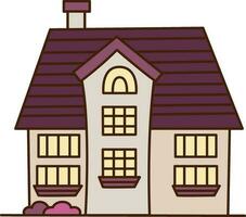 vector paisaje con suburbano mansión icono. vector grande casa con púrpura techo icono.