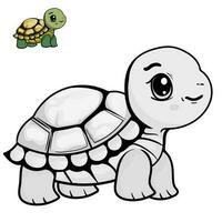 Cartoon turtle. Black and white illustration cartoon character good use for mascot, sticker, coloring book, children book, sign, icon, or any design you want. vector