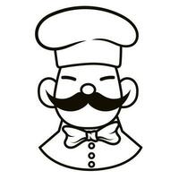 Chef in a cooking hat Simple Line Art Symbol vector outline logo. Kitchen simple black icon. Portraits of employees in line art. Linear flat vector collection isolated on white background