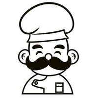 Chef in a cooking hat Simple Line Art Symbol vector outline logo. Kitchen simple black icon. Portraits of employees in line art. Linear flat vector collection isolated on white background