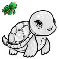 Cartoon turtle. Black and white illustration cartoon character good use for mascot, sticker, coloring book, children book, sign, icon, or any design you want. vector