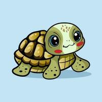 lustration of a smiling cartoon Happy cute sea turtle cartoon isolated on blue background for kids education or apparel kids vector