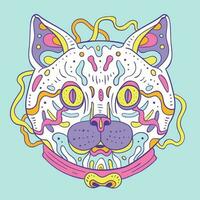 Cool Colorful Surreal Cat Head vector