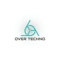Abstract the initial letter OT or TO in blue color isolated on white background. Blue Letters O and T Linked Logo isolated on Dark Blue Gradient Background. Flat Vector Logo Design Template Element.