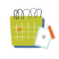 Calendar icon with check sign. Doodle sketch hand drawing. Vector Illustrations.