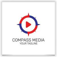 compass media play button logo premium elegant template vector eps 10