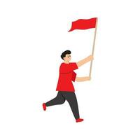 Illustration of man waving indonesia flag independence day vector
