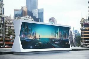 Ai generative.  Futuristic city, billboard photo