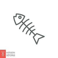 Fish bone icon. Simple outline style. Fishbone skeleton, fish skull, head and tail, animal anatomy concept. Thin line symbol. Vector illustration isolated on white background. Editable stroke EPS 10.