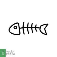 Fish bone icon. Simple outline style. Fishbone skeleton, fish skull, head and tail, animal anatomy concept. Thin line symbol. Vector illustration isolated on white background. EPS 10.