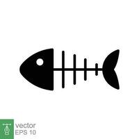 pescado hueso icono. sencillo sólido estilo. espina esqueleto, pescado cráneo, cabeza y cola, animal anatomía contacto. negro silueta, glifo símbolo. vector ilustración aislado en blanco antecedentes. eps 10