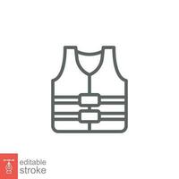 Life vest icon. Simple outline style. Safety jacket, water transportation security guard equipment concept. Thin line symbol. Vector illustration isolated on white background. Editable stroke EPS 10.