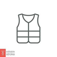 Life vest icon. Simple outline style. Safety jacket, water transportation security guard equipment concept. Thin line symbol. Vector illustration isolated on white background. Editable stroke EPS 10.