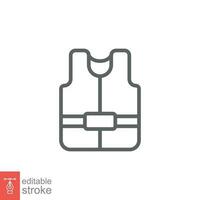 Life vest icon. Simple outline style. Safety jacket, water transportation security guard equipment concept. Thin line symbol. Vector illustration isolated on white background. Editable stroke EPS 10.