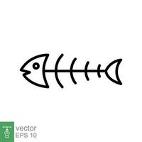 Fish bone icon. Simple outline style. Fishbone skeleton, fish skull, head and tail, animal anatomy concept. Thin line symbol. Vector illustration isolated on white background. EPS 10.