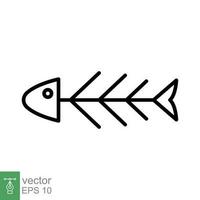 Fish bone icon. Simple outline style. Fishbone skeleton, fish skull, head and tail, animal anatomy concept. Thin line symbol. Vector illustration isolated on white background. EPS 10.