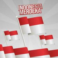 social medios de comunicación enviar bandera saludo Indonesia independencia día vector