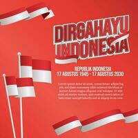 social medios de comunicación enviar bandera saludo Indonesia independencia día vector