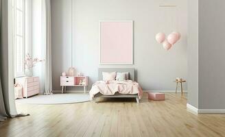 ai generativo. rosado habitación para un pequeño muchacha. foto