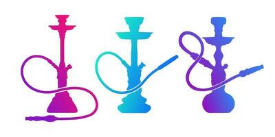 Shisha, hookah set gradient silhouette. Vector hookah illustration isolated on white. Vector illustration