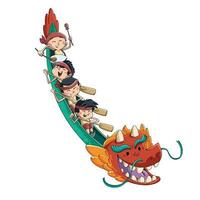 Traditional Chinese children's dragon boat, funny illustration vector