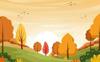 Hola otoño temporada paisaje al aire libre vector
