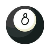 An illustration of a black billiard ball with number eight. Pool, snooker equipment. Doodle design element. Isolated on white. vector