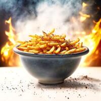 close up of french fries in a bowl, generative AI photo