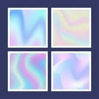 Holographic gradient background design set. Vector illustration