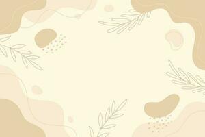 Hand drawn abstract design background with pastel colors and plant ornament. Vector illustration.