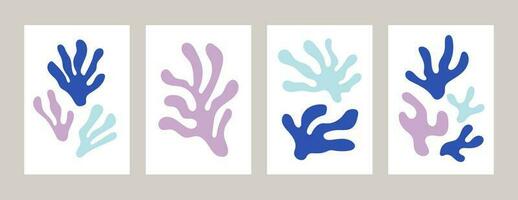 conjunto de ganges silueta carteles inspirado por Matisse. moderno minimalista pared decoración Arte. vistoso vector ilustración, interior decoración